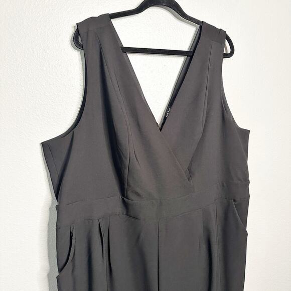 Torrid Studio Refined Sleeveless Black Crepe Surplice Jumpsuit women’s plus 26 - Picture 3 of 14